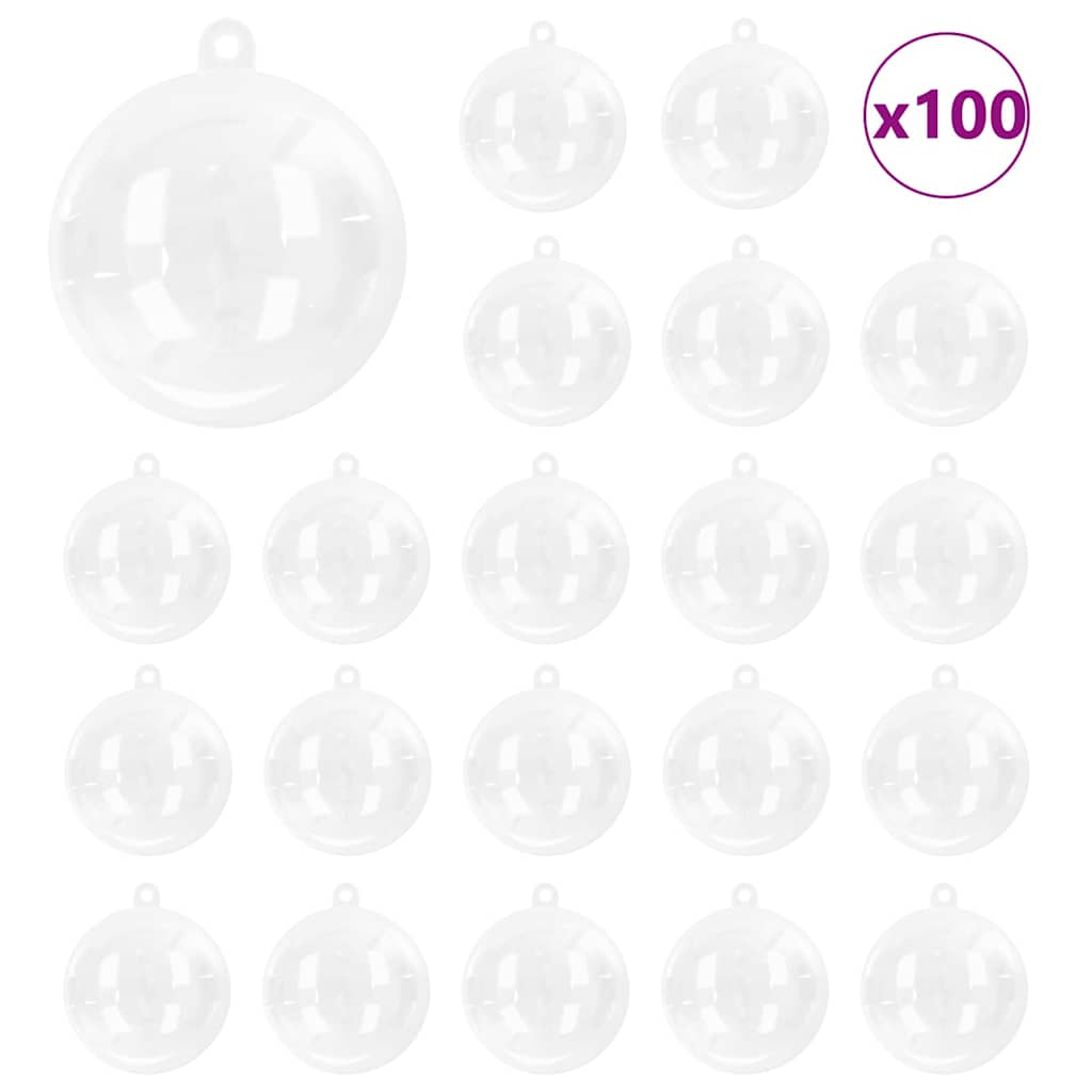 vidaXL Weihnachtskugel-Set 100 pcs Transparent Ø 8 cm Kunststoff