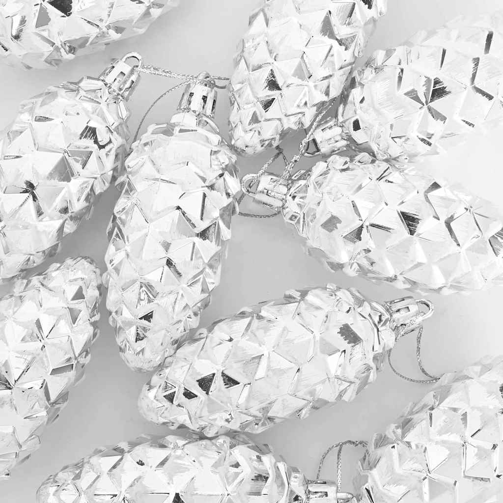 vidaXL Weihnachts-Tannenzapfen Ball 40 pcs Silber Kunststoff
