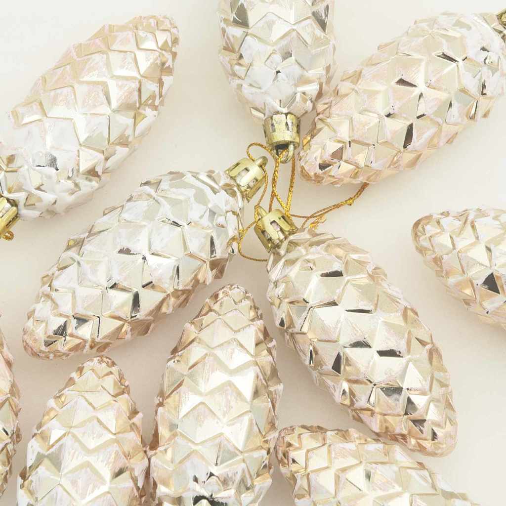 vidaXL Weihnachts-Tannenzapfen Ball 40 pcs Champagner Kunststoff