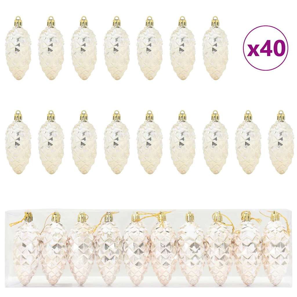 vidaXL Weihnachts-Tannenzapfen Ball 40 pcs Champagner Kunststoff