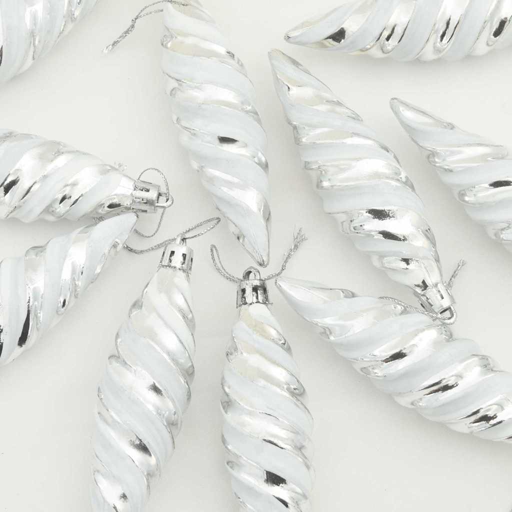 vidaXL Weihnachtliche Spiralenform Kugel 40 pcs Silber Kunststoff