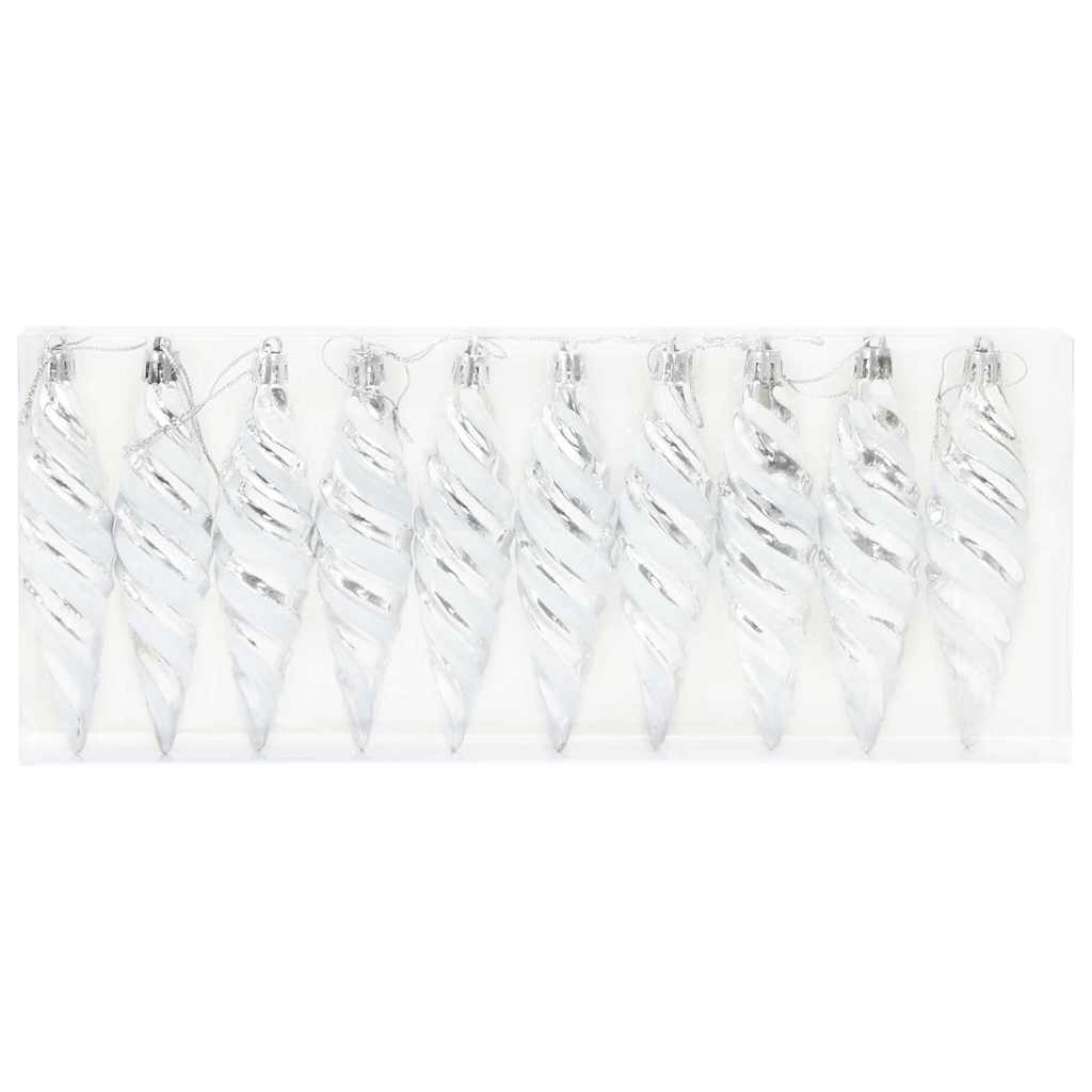 vidaXL Weihnachtliche Spiralenform Kugel 40 pcs Silber Kunststoff