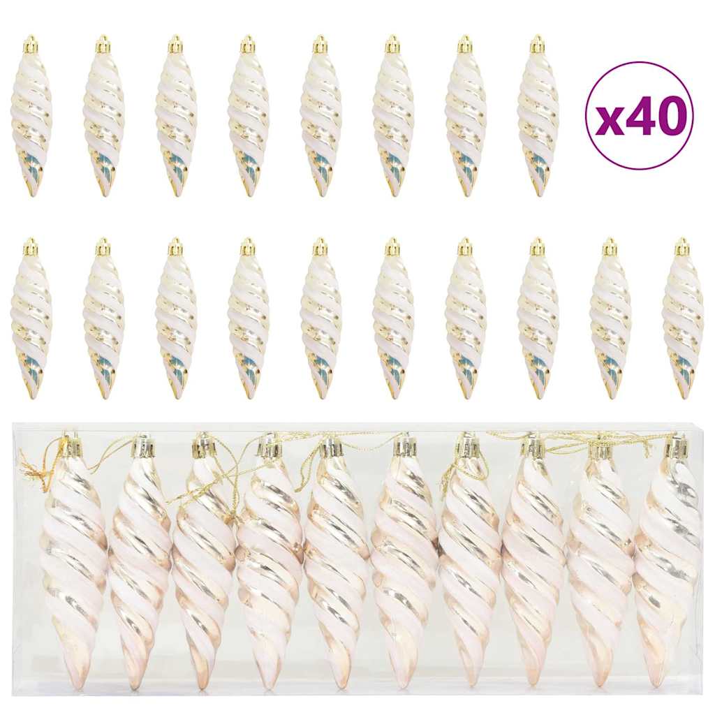 vidaXL Weihnachtliche Spiralenform Kugel 40 pcs Champagner Kunststoff
