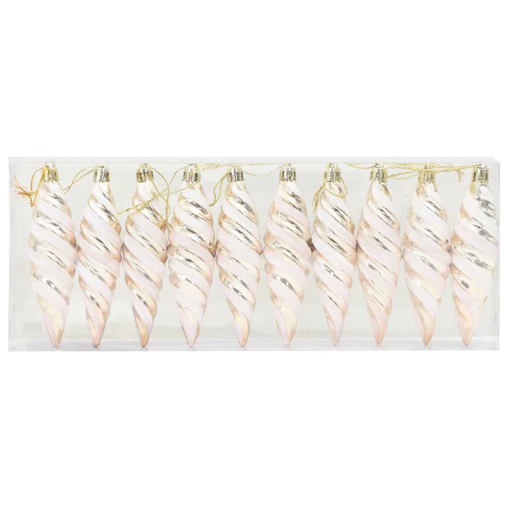 vidaXL Weihnachtliche Spiralenform Kugel 40 pcs Champagner Kunststoff