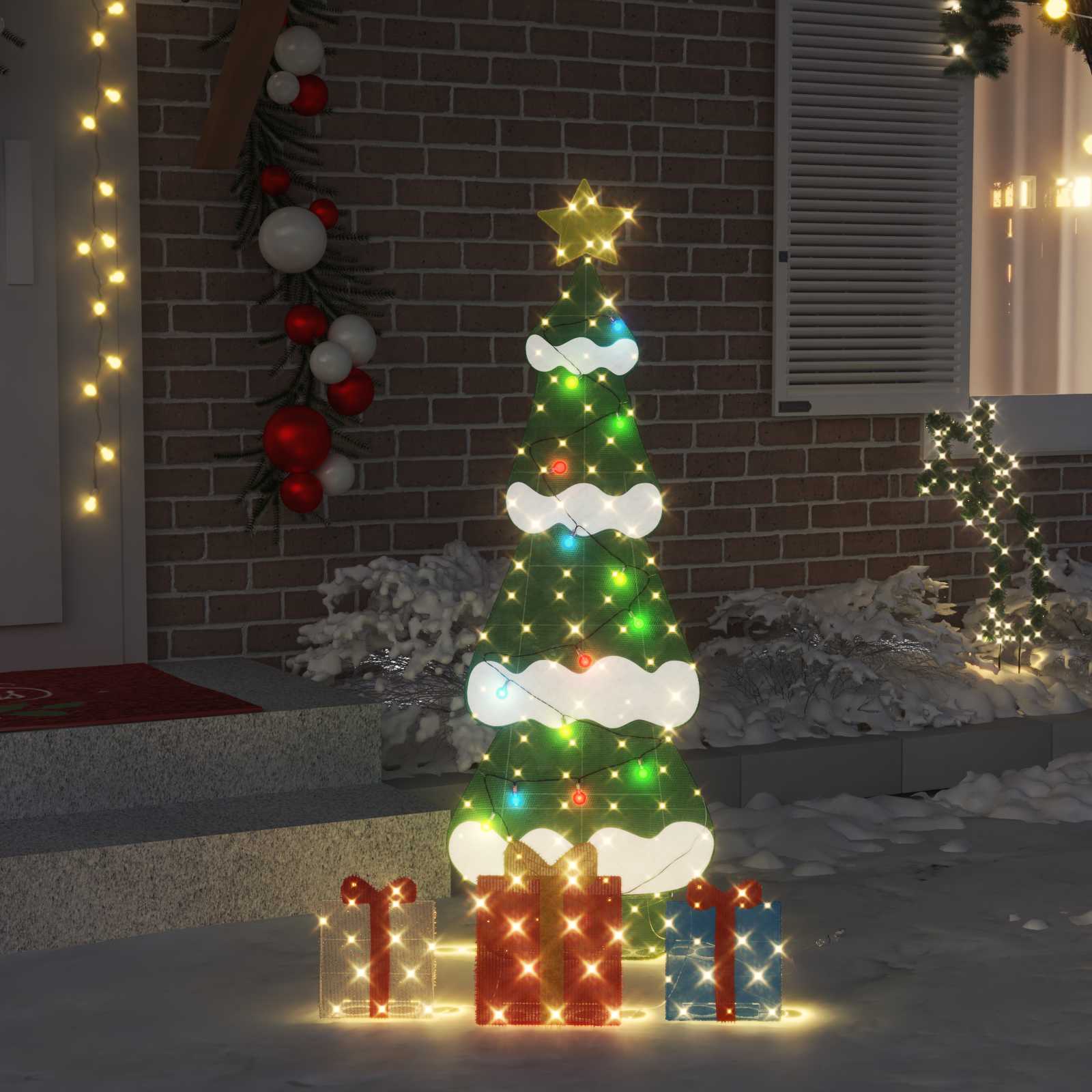vidaXL Beleuchteter Weihnachtsbaum mit 3 Geschenkboxen 2D Warm Weiß
