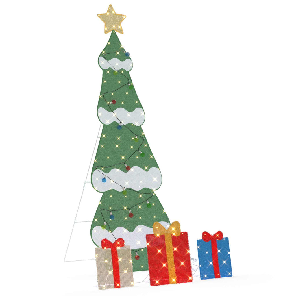 vidaXL Beleuchteter Weihnachtsbaum mit 3 Geschenkboxen 2D Warm Weiß