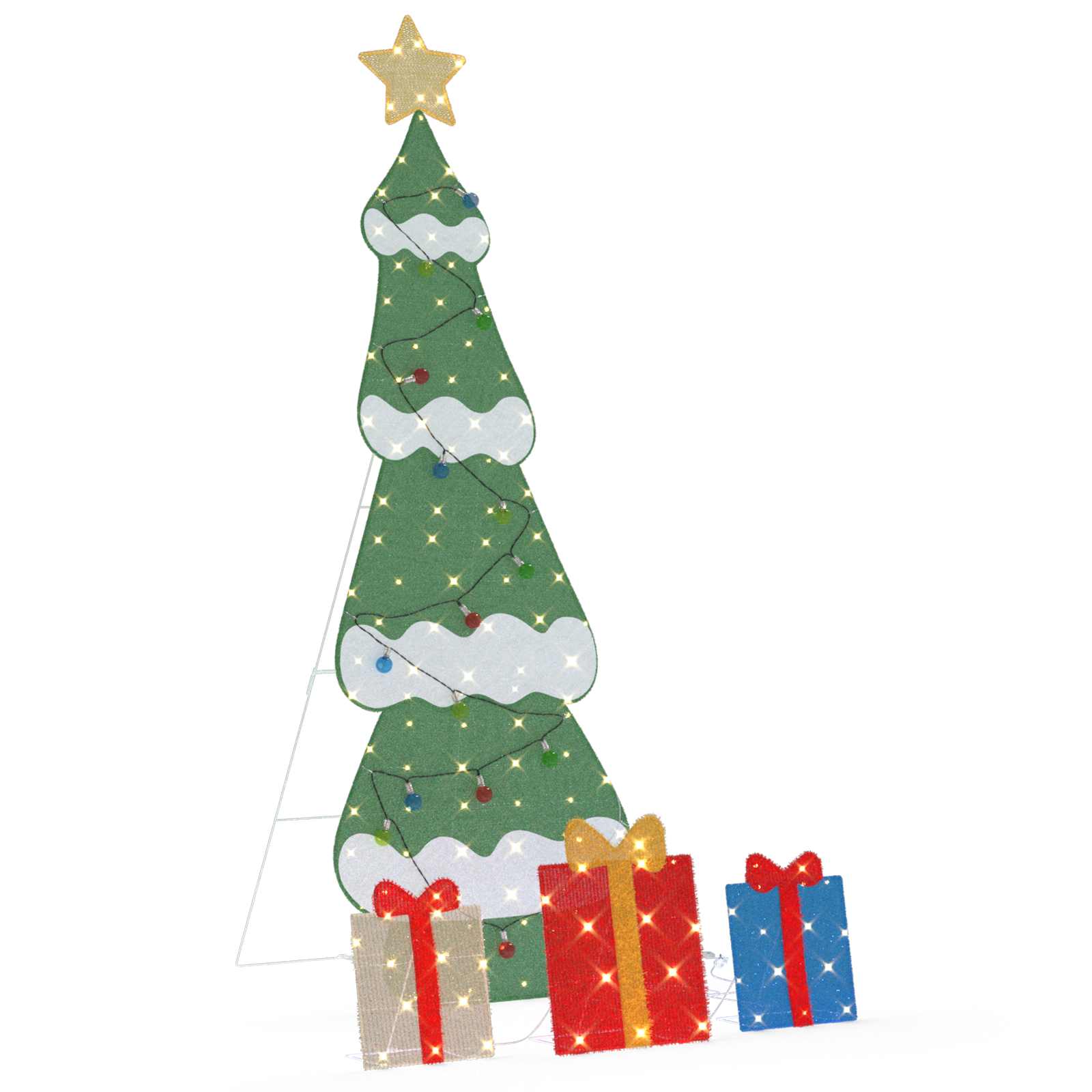 vidaXL Beleuchteter Weihnachtsbaum mit 3 Geschenkboxen 2D Warm Weiß