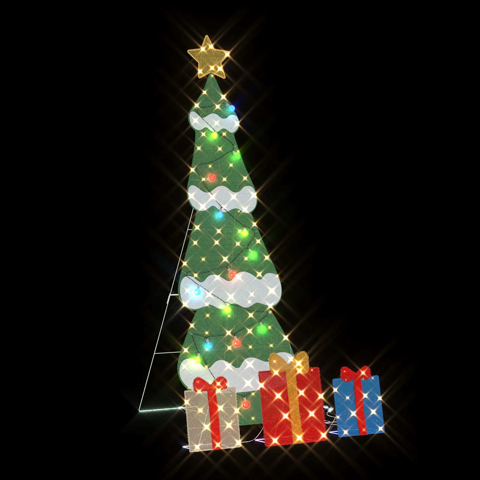 vidaXL Beleuchteter Weihnachtsbaum mit 3 Geschenkboxen 2D Warm Weiß