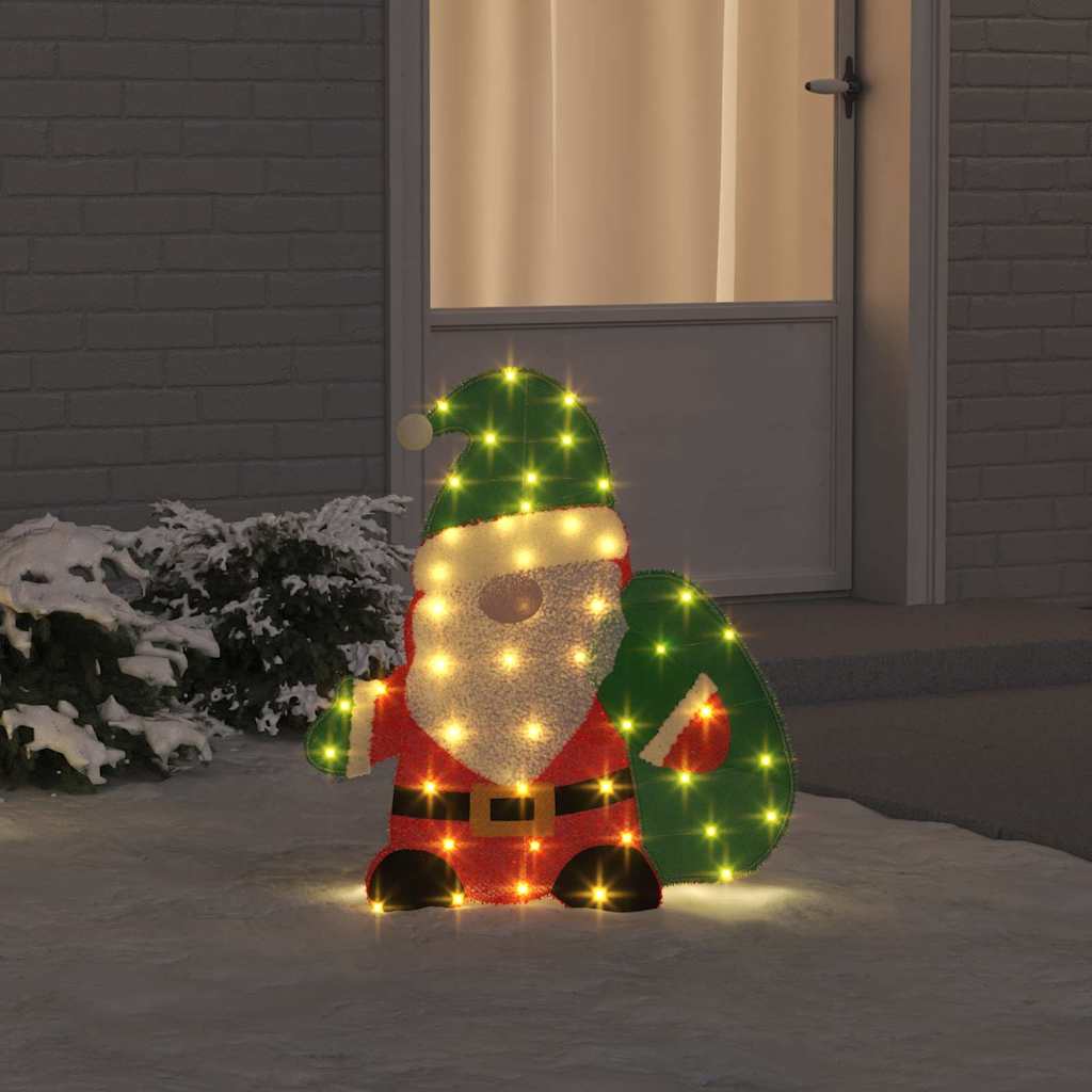 vidaXL Beleuchteter Weihnachtsmann Warmes Weiß 70 x 62 cm Lamé-Stoff