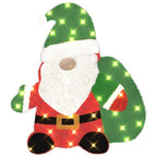 vidaXL Beleuchteter Weihnachtsmann Warmes Weiß 70 x 62 cm Lamé-Stoff