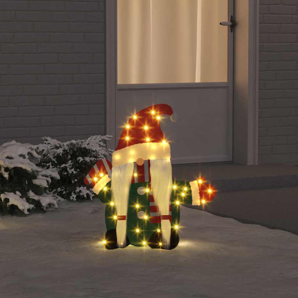 vidaXL Beleuchteter Gnom mit 60 LEDs Warmes Weiß 71 x 64 cm Lamé-Stoff