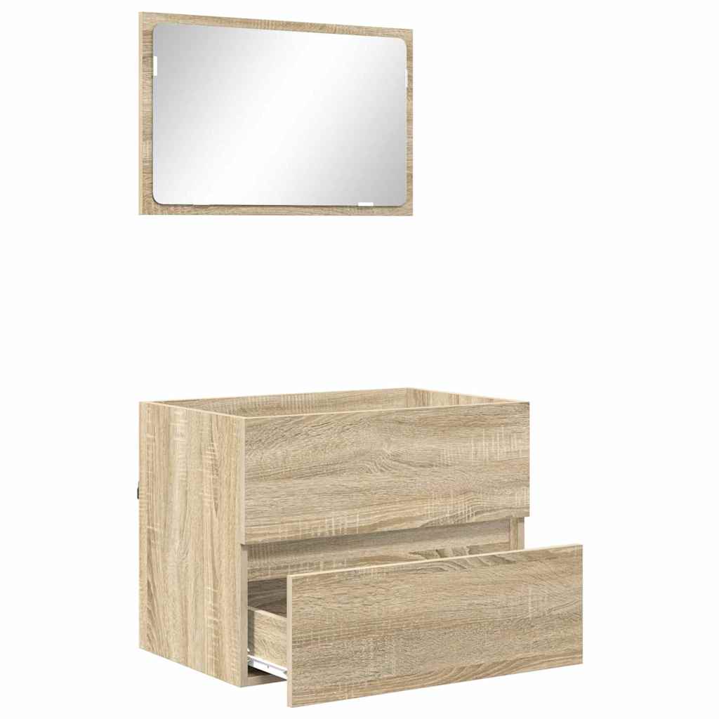 vidaXL Badezimmermöbel-Set mit Schubladen Sonoma-Eiche Holzwerkstoff