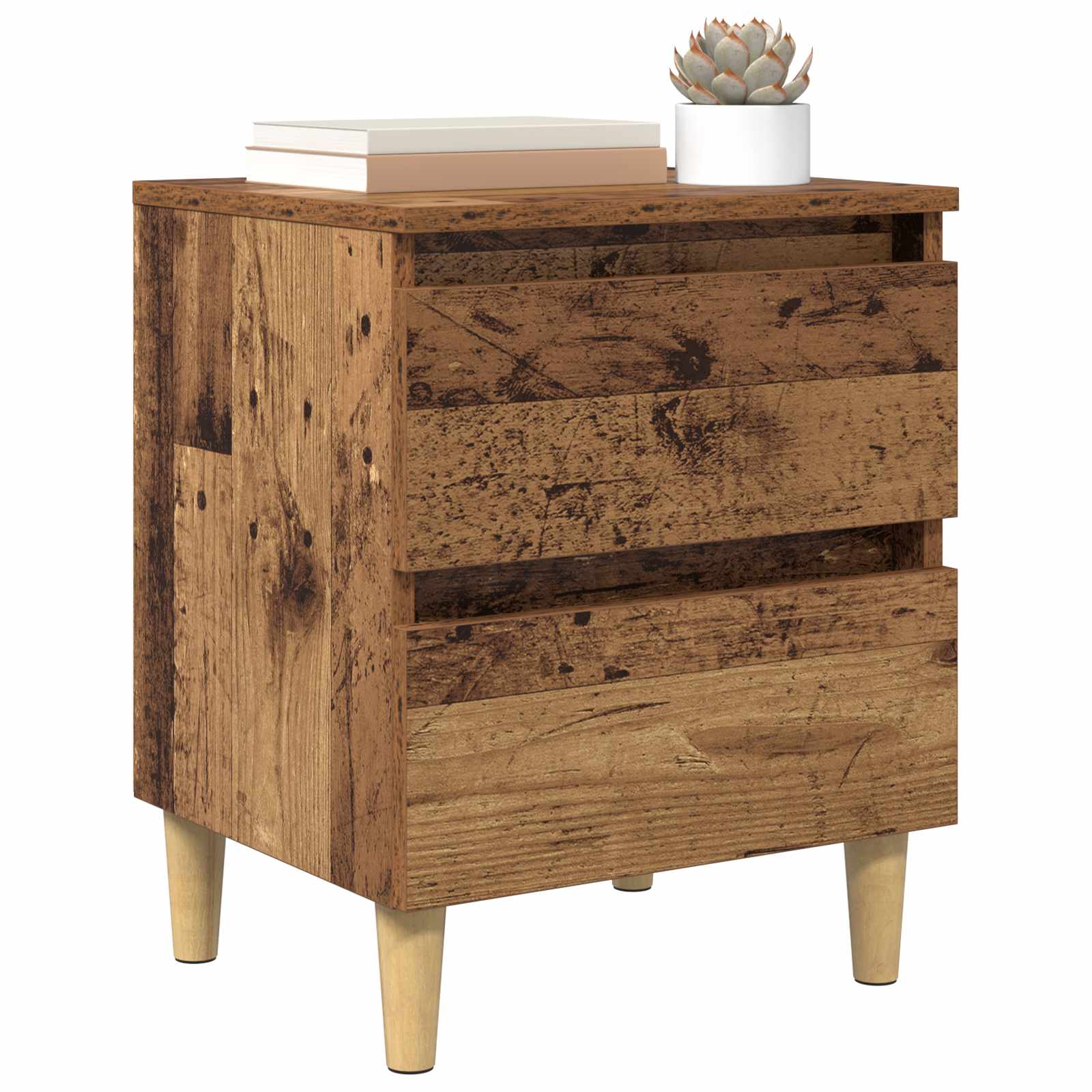 vidaXL Bettschränke 2 pcs Altholz 40 x 35 x 50 cm Holzwerkstoff