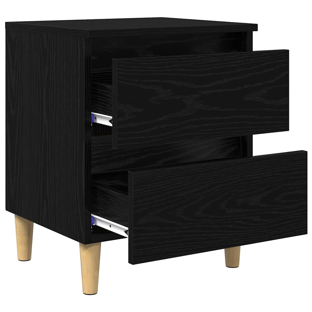 vidaXL Bettschränke 2 pcs Schwarz Eichen-Optik 40 x 35 x 50 cm