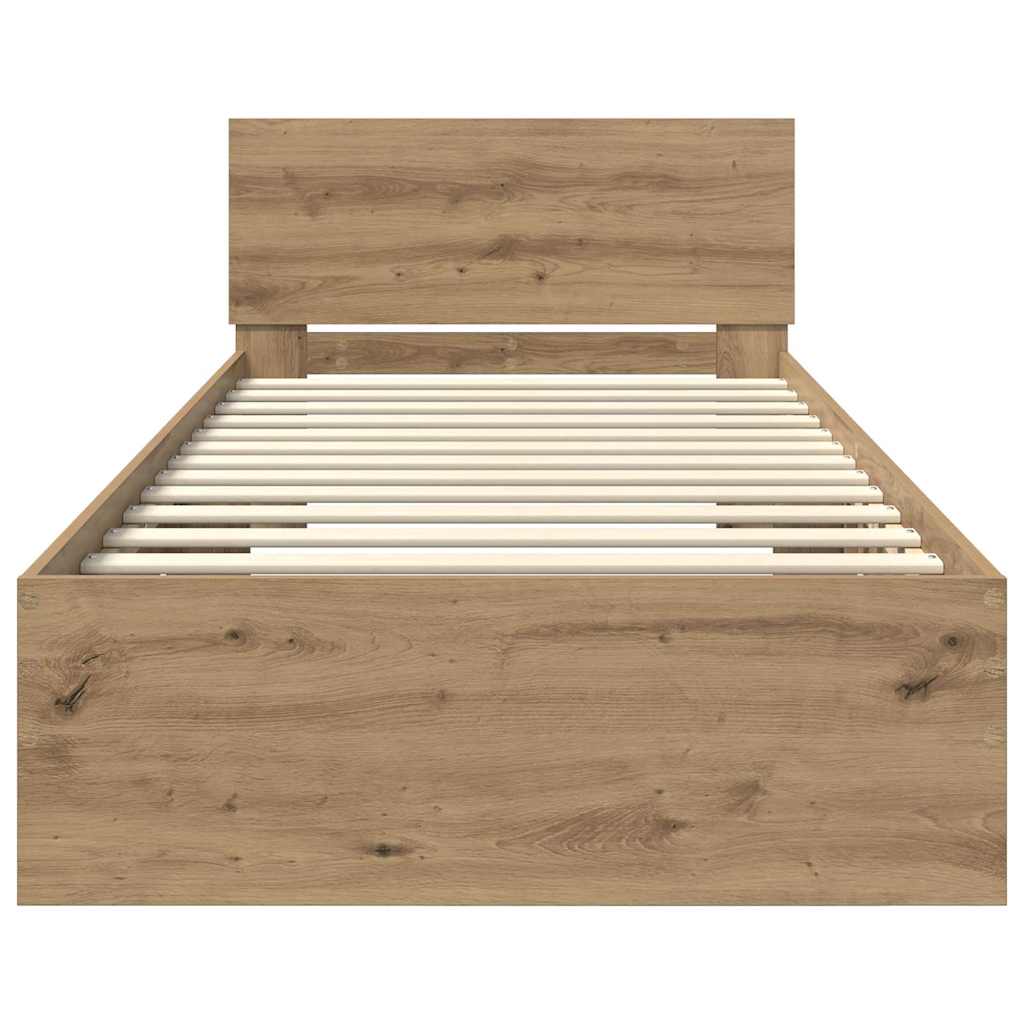 vidaXL Bettrahmen mit Kopfteil Artisan-Eiche 90 x 200 cm Holzwerkstoff