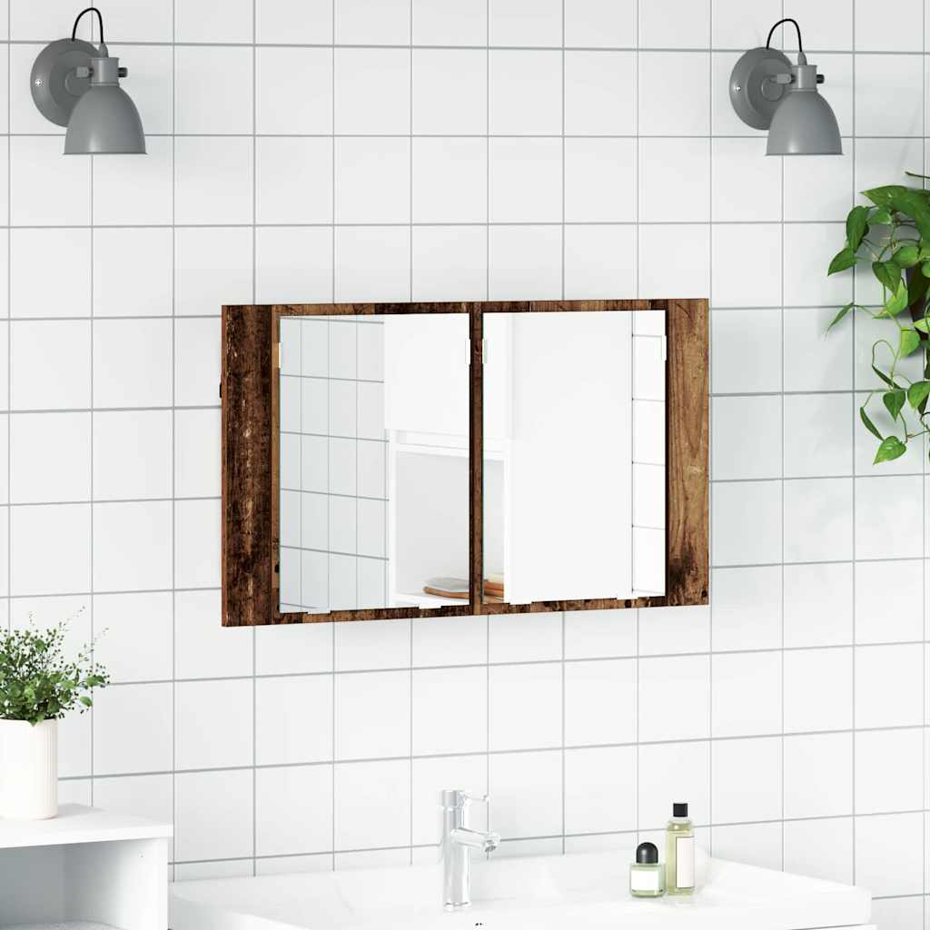 vidaXL Badezimmerspiegelschrank Altholz 80 x 12 x 45 cm Holzwerkstoff