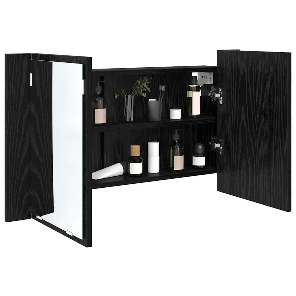 vidaXL Badezimmerspiegelschrank Schwarz Eichen-Optik 80 x 12 x 45 cm