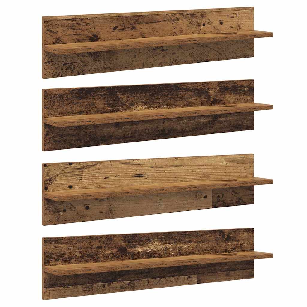 vidaXL Wandregale 4 pcs Altholz 80 x 11,5 x 18 cm Holzwerkstoff