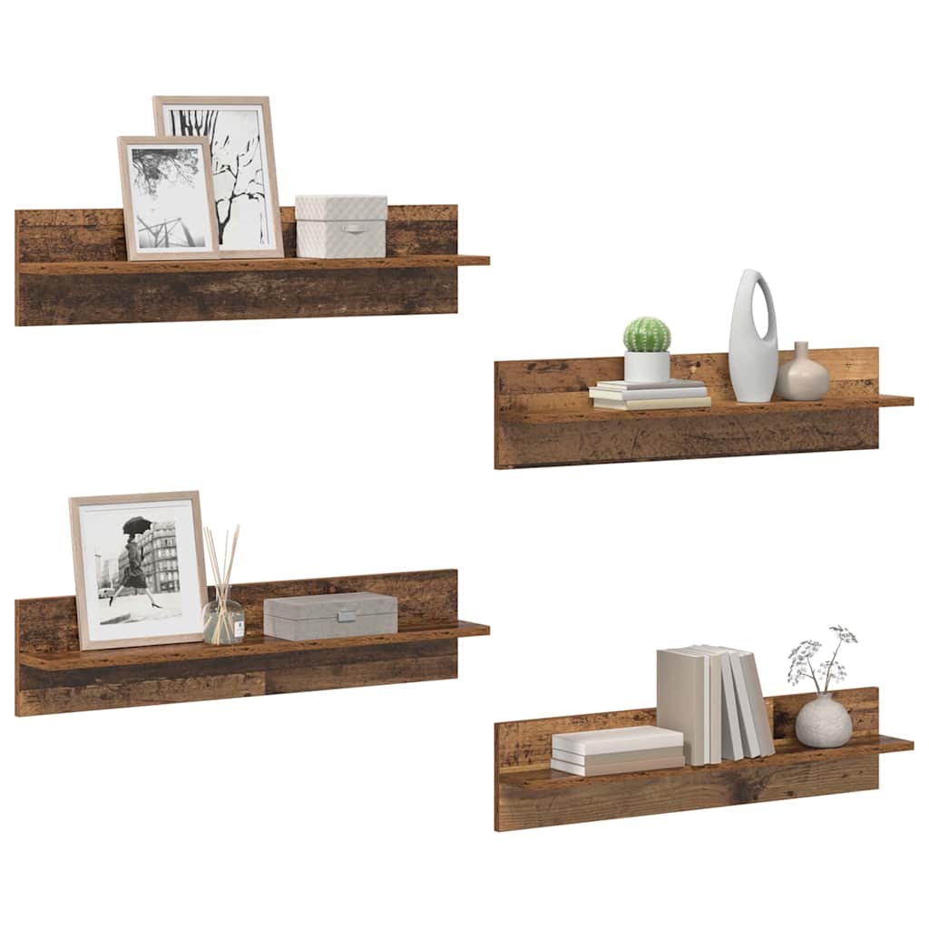 vidaXL Wandregale 4 pcs Altholz 80 x 11,5 x 18 cm Holzwerkstoff