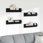 vidaXL Wandregale 4 pcs Schwarz Eichen-Optik 80 x 11,5 x 18 cm