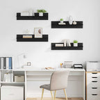 vidaXL Wandregale 4 pcs Schwarz Eichen-Optik 80 x 11,5 x 18 cm