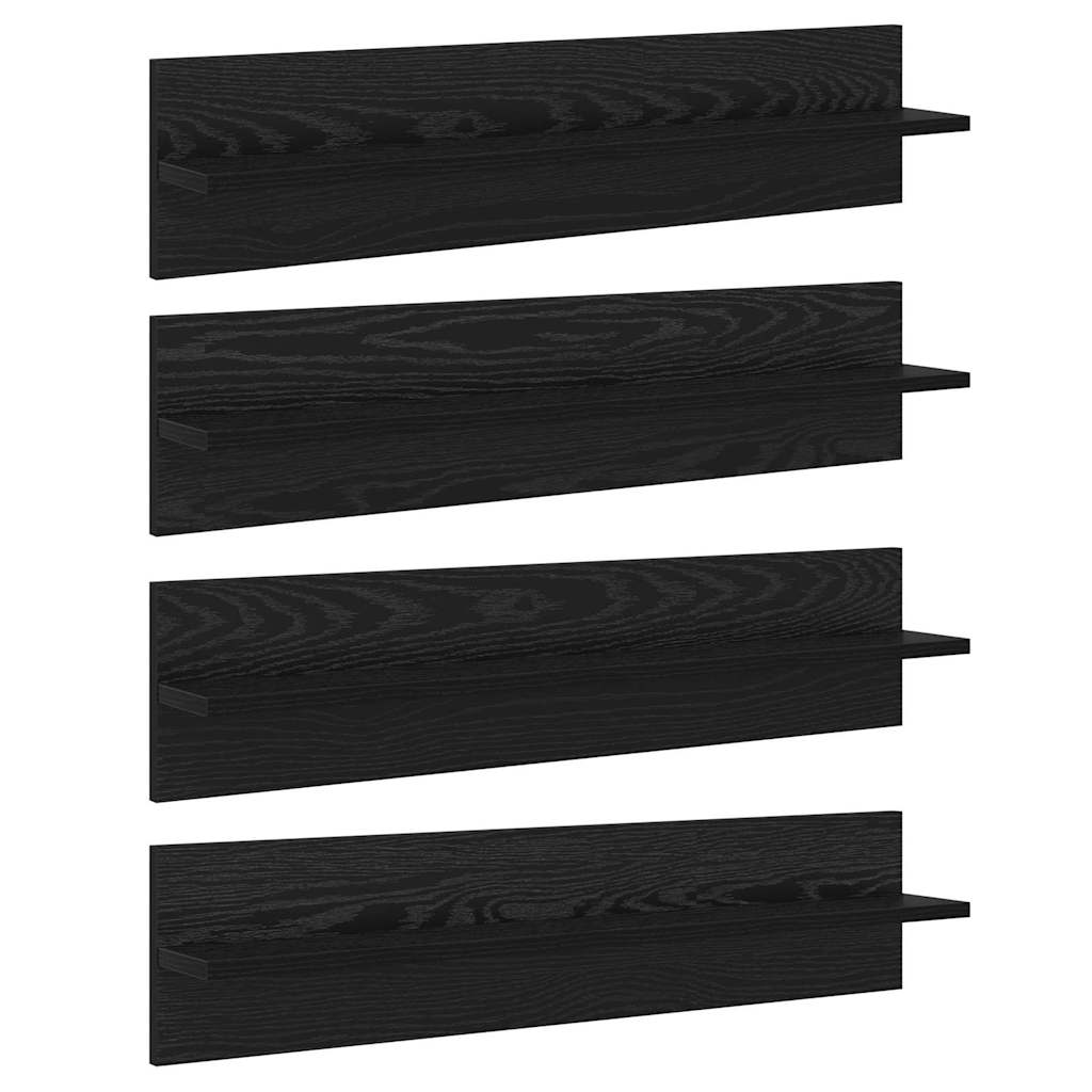 vidaXL Wandregale 4 pcs Schwarz Eichen-Optik 80 x 11,5 x 18 cm