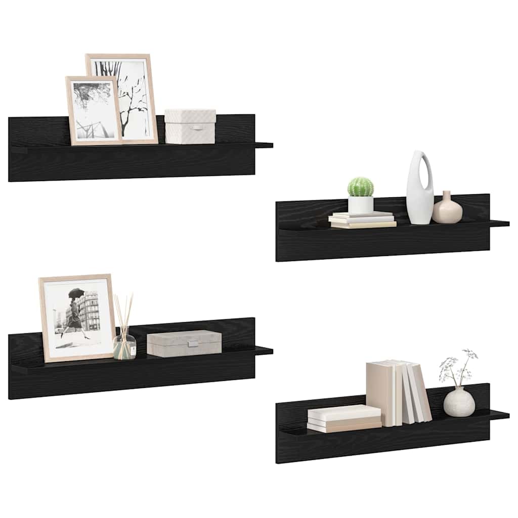 vidaXL Wandregale 4 pcs Schwarz Eichen-Optik 80 x 11,5 x 18 cm