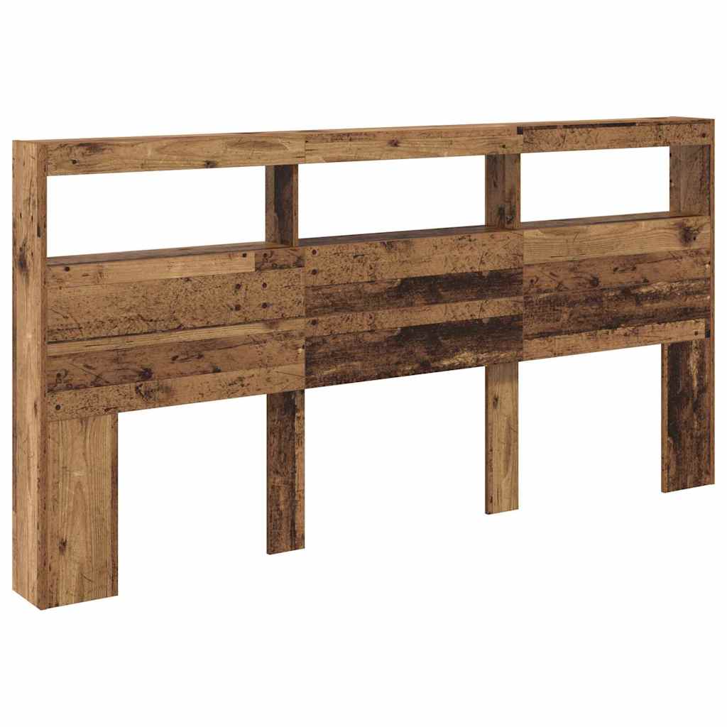 vidaXL Kopfteil mit Regal Altholz 200 x 17 x 102 cm Holzwerkstoff