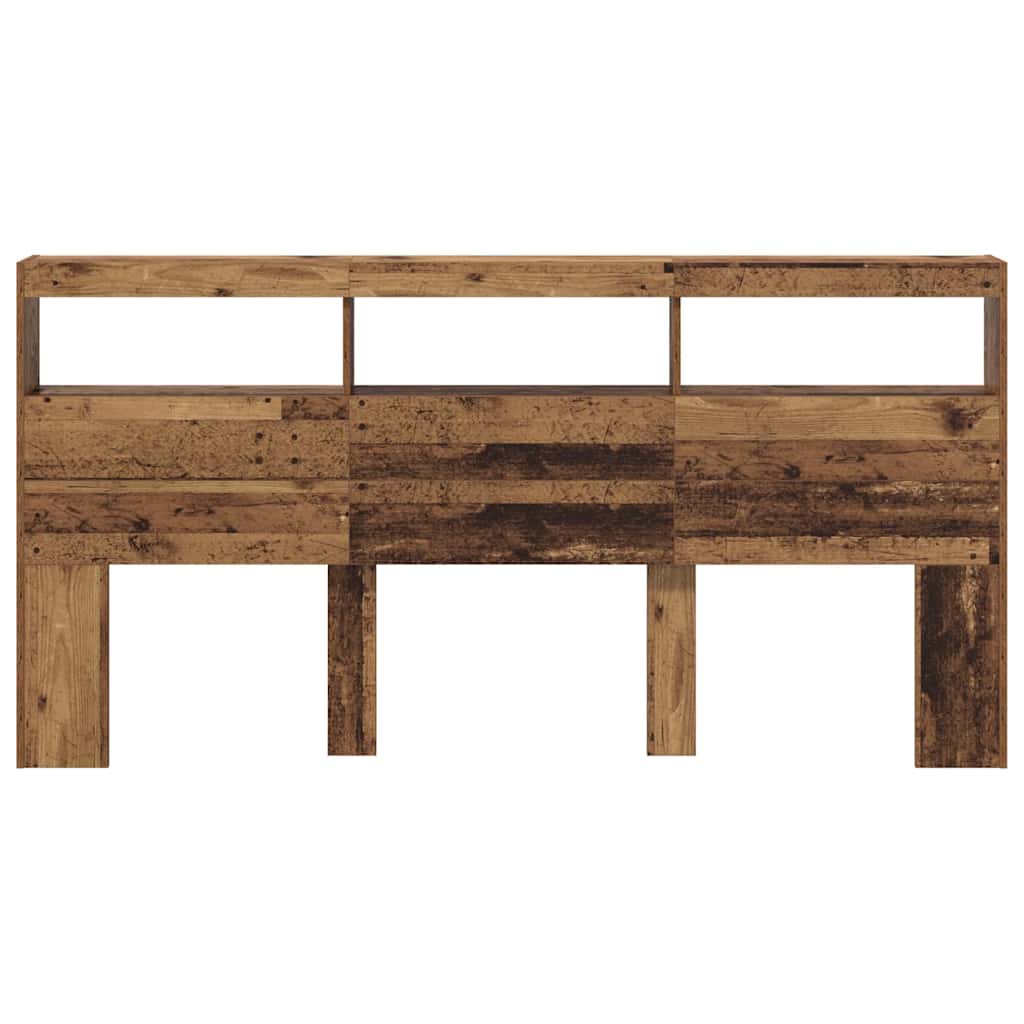 vidaXL Kopfteil mit Regal Altholz 200 x 17 x 102 cm Holzwerkstoff