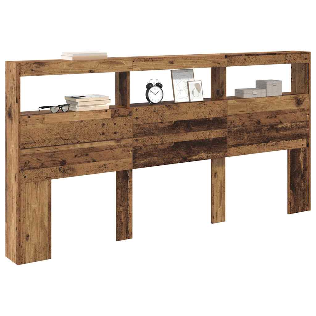 vidaXL Kopfteil mit Regal Altholz 200 x 17 x 102 cm Holzwerkstoff