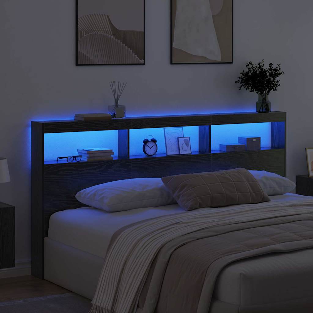 vidaXL Kopfteil Schwarz Eichen-Optik 200 x 17 x 102 cm Holzwerkstoff