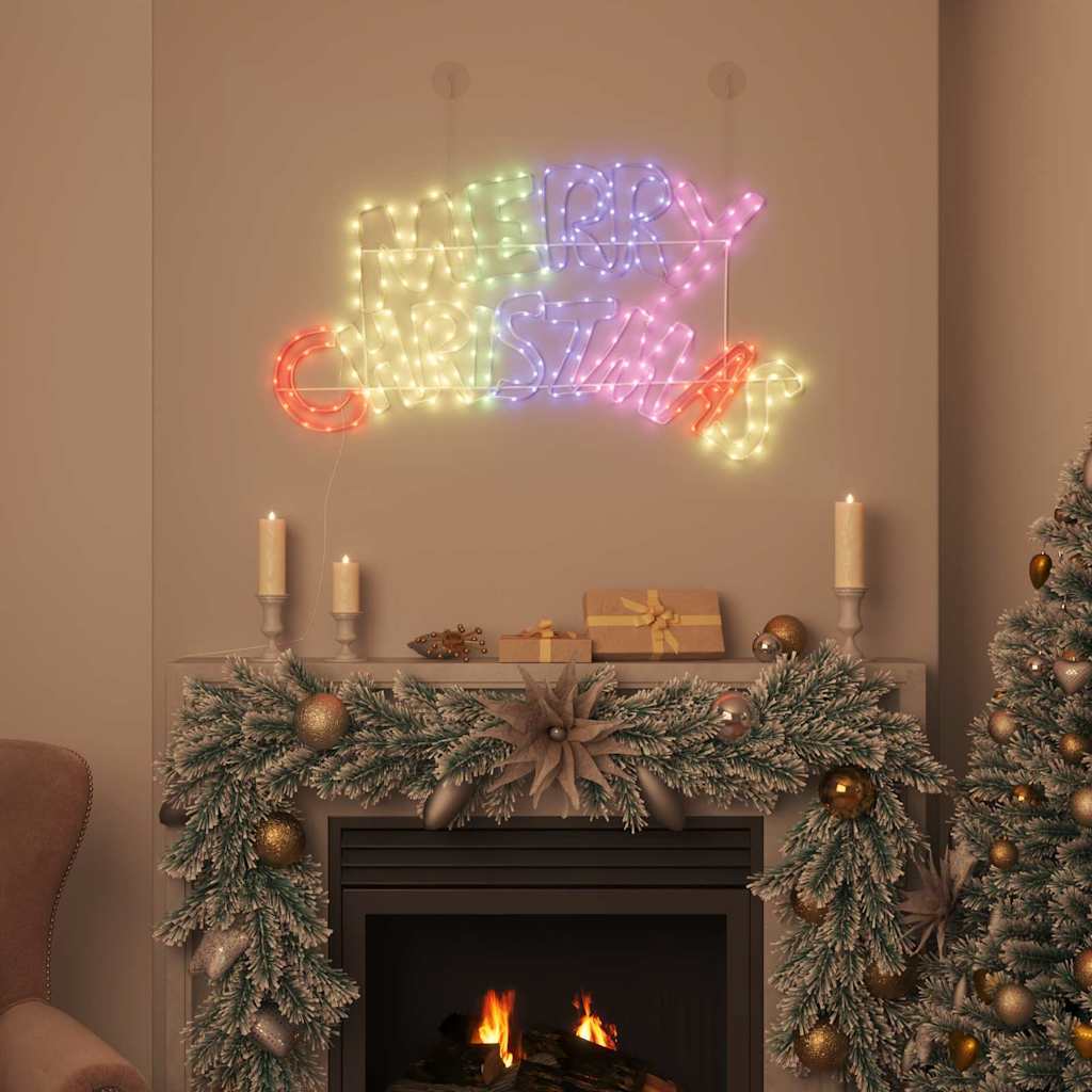 vidaXL Weihnachtsschild mit 240 LEDs Mehrfarbig 99,5 x 54 cm PVC