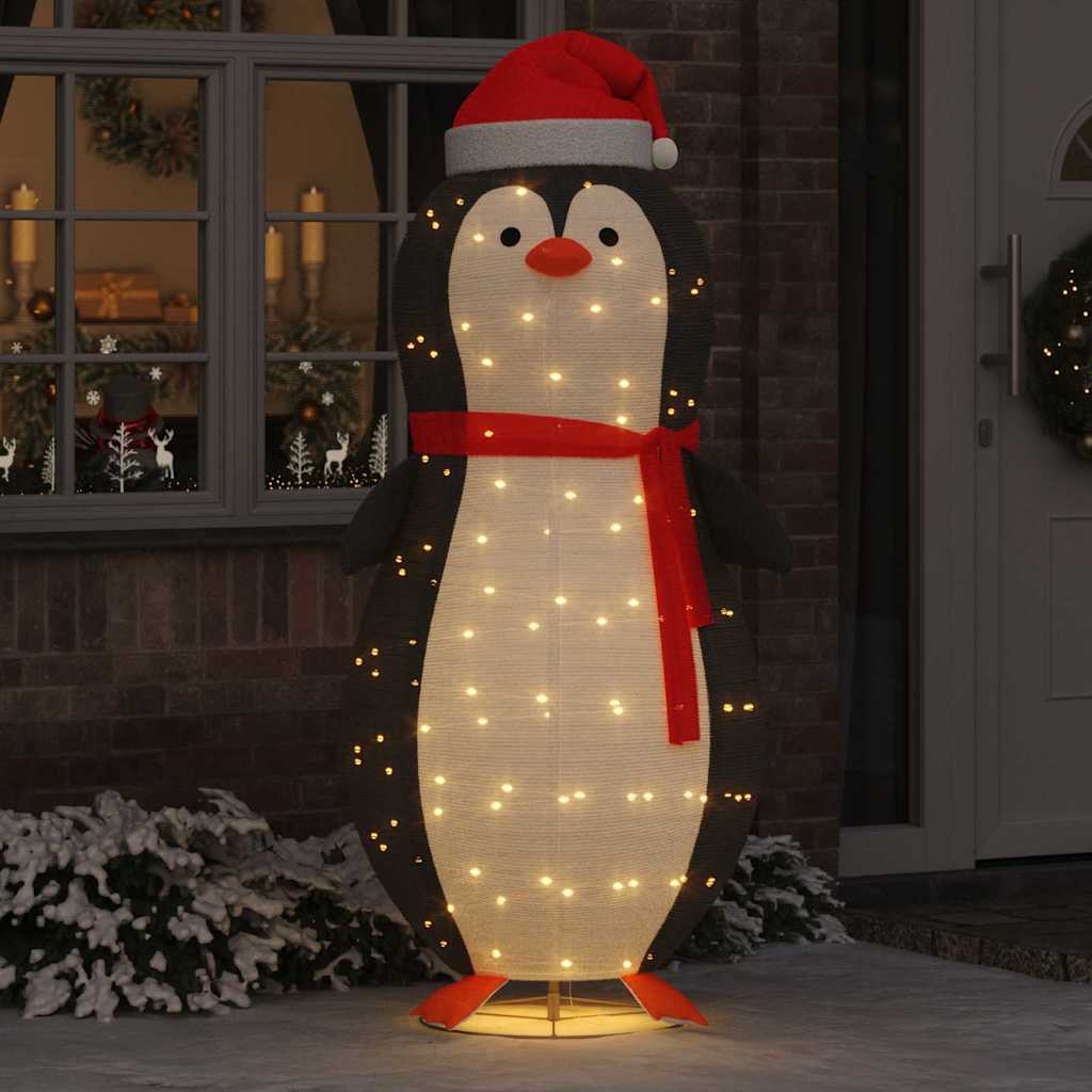 vidaXL Schnee-Pinguin Figur mit 600 LEDs Warmes Weiß 78 x 178 cm Stoff