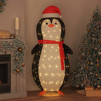 vidaXL Schnee-Pinguin Figur mit 600 LEDs Warmes Weiß 78 x 178 cm Stoff