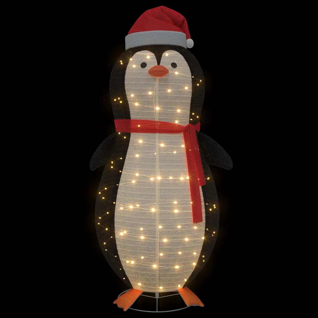 vidaXL Schnee-Pinguin Figur mit 600 LEDs Warmes Weiß 78 x 178 cm Stoff
