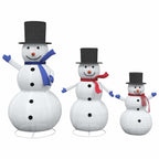 vidaXL Weihnachts-Schneemann Familie 3 pcs Warmes Weiß Stoff