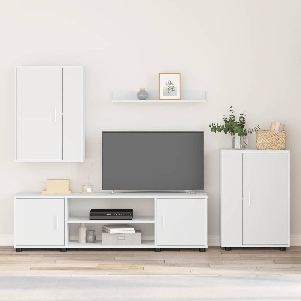 vidaXL TV-Schrankset Wandmontiert 4 pcs Weiß Holzwerkstoff