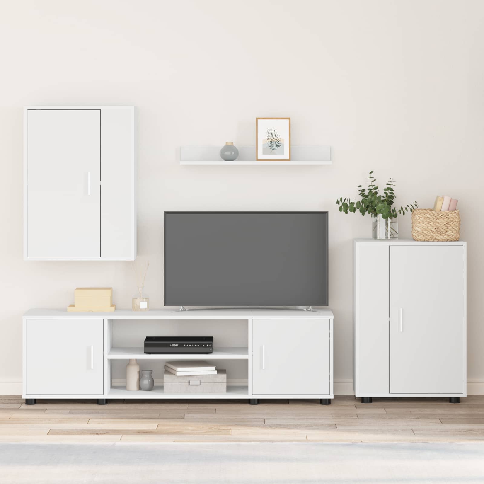 vidaXL TV-Schrankset Wandmontiert 4 pcs Weiß Holzwerkstoff