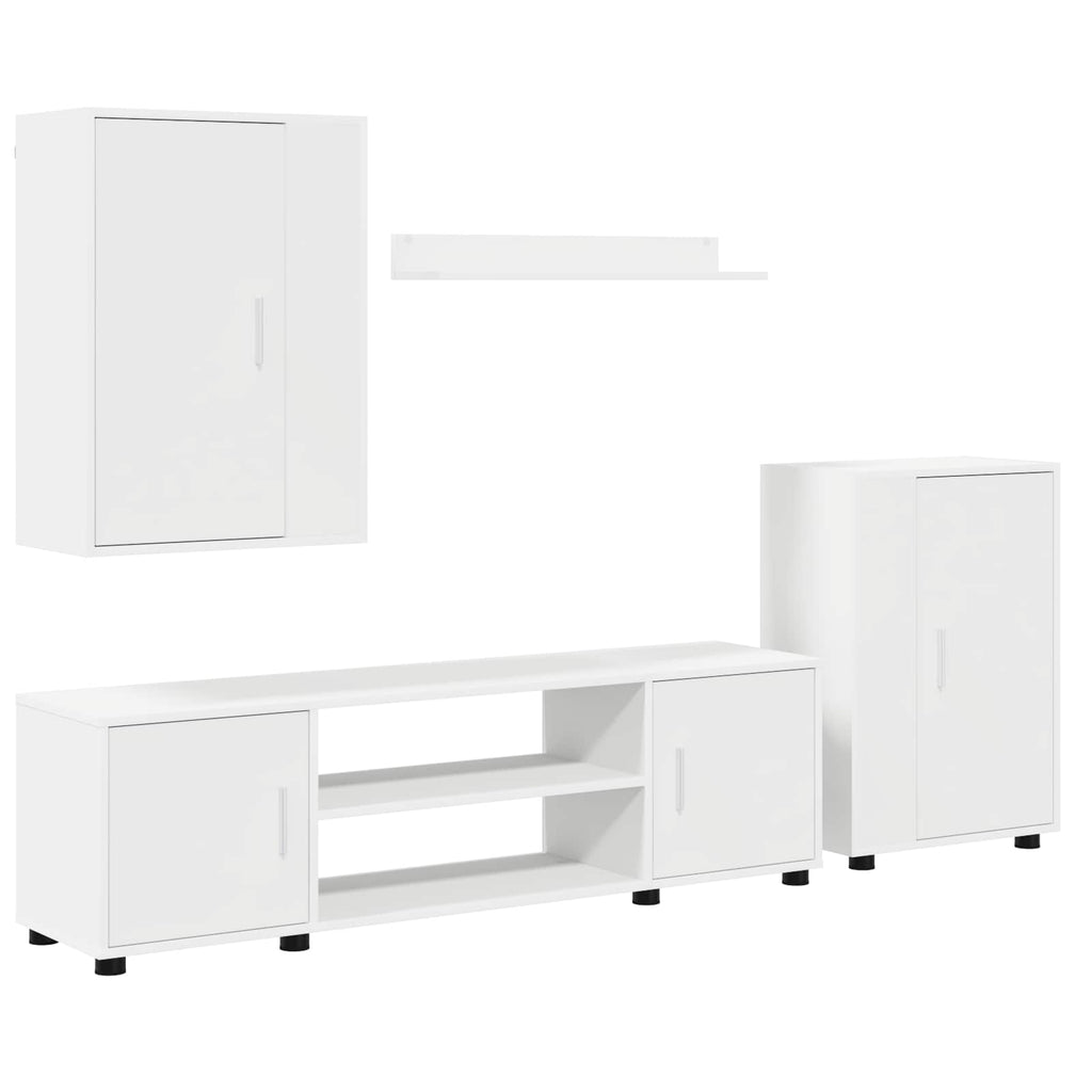 vidaXL TV-Schrankset Wandmontiert 4 pcs Weiß Holzwerkstoff