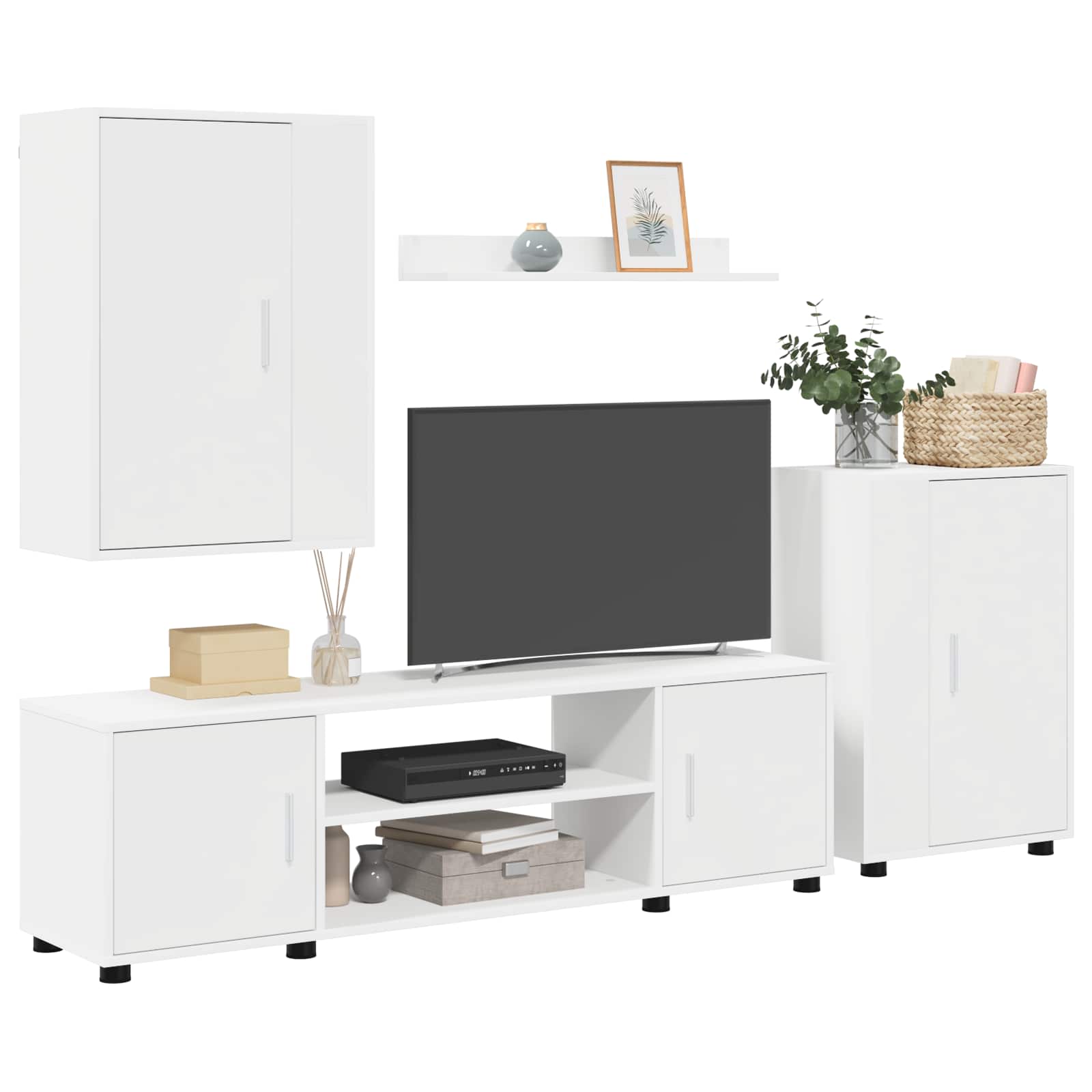 vidaXL TV-Schrankset Wandmontiert 4 pcs Weiß Holzwerkstoff