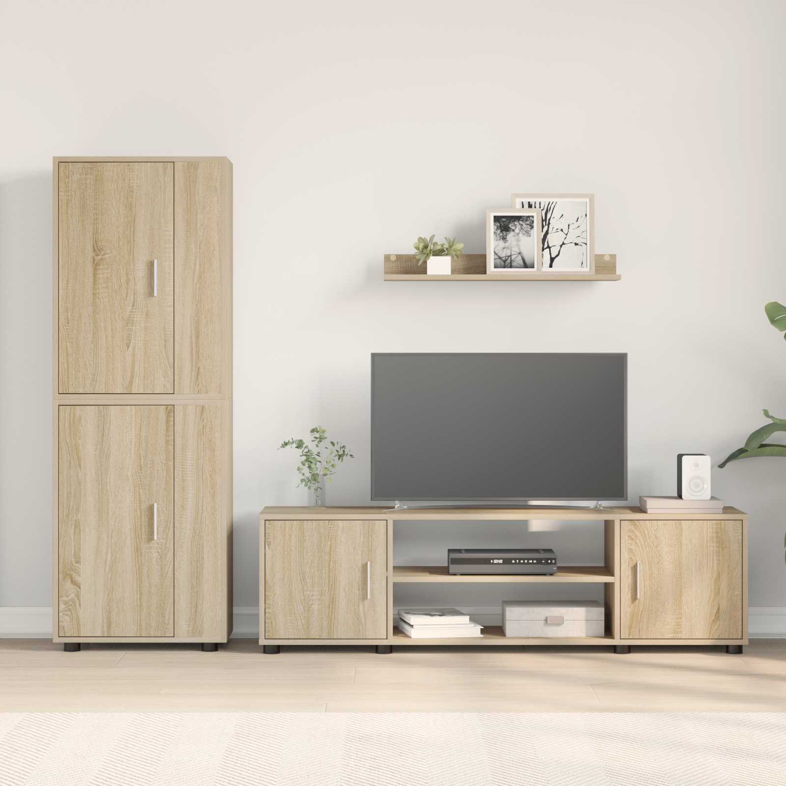 vidaXL TV-Schrankset Wandmontiert 4 pcs Sonoma-Eiche Holzwerkstoff