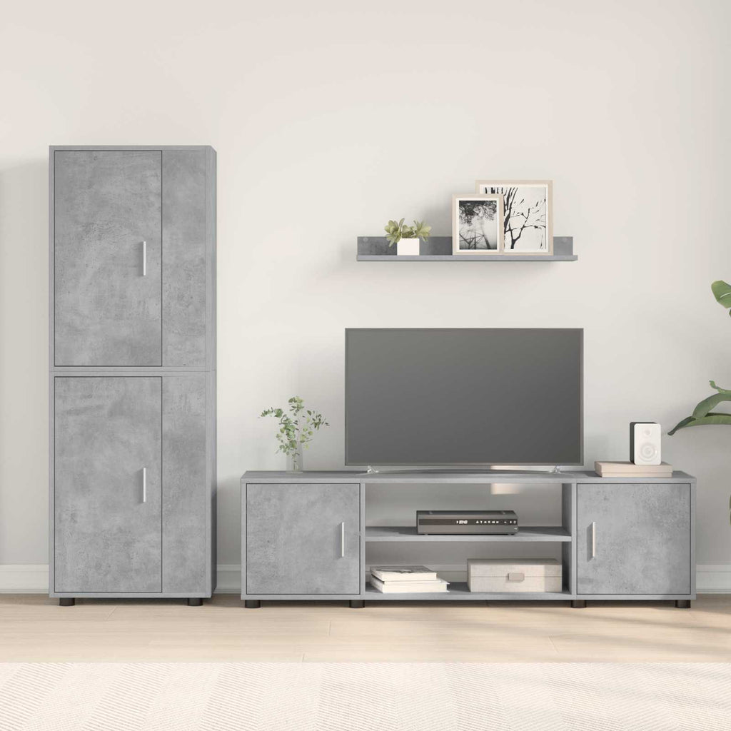 vidaXL TV-Schrankset Wandmontiert 4 pcs Beton Grau Holzwerkstoff