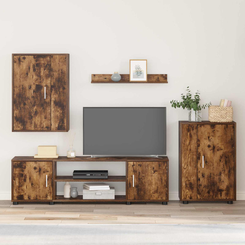 vidaXL TV-Schrankset 4 pcs Geräucherte Eiche Holzwerkstoff