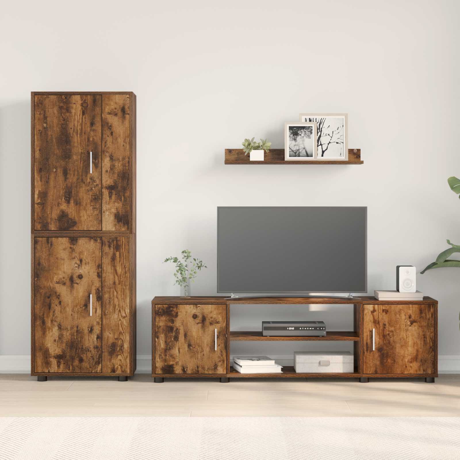 vidaXL TV-Schrankset 4 pcs Geräucherte Eiche Holzwerkstoff