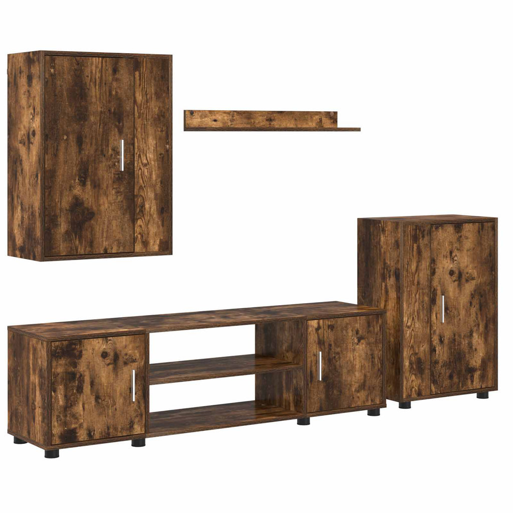 vidaXL TV-Schrankset 4 pcs Geräucherte Eiche Holzwerkstoff