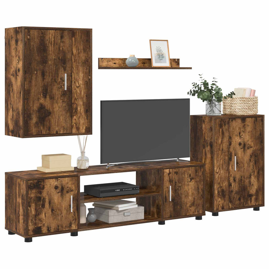vidaXL TV-Schrankset 4 pcs Geräucherte Eiche Holzwerkstoff
