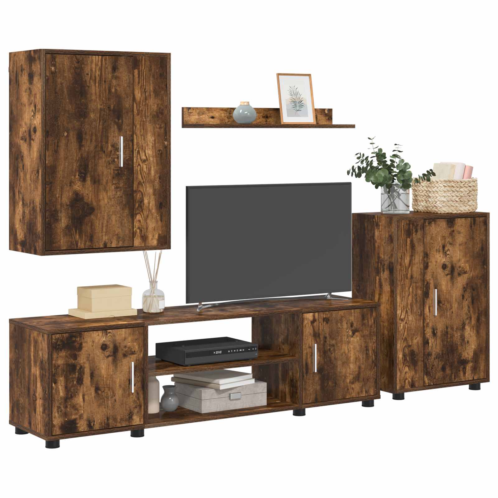 vidaXL TV-Schrankset 4 pcs Geräucherte Eiche Holzwerkstoff