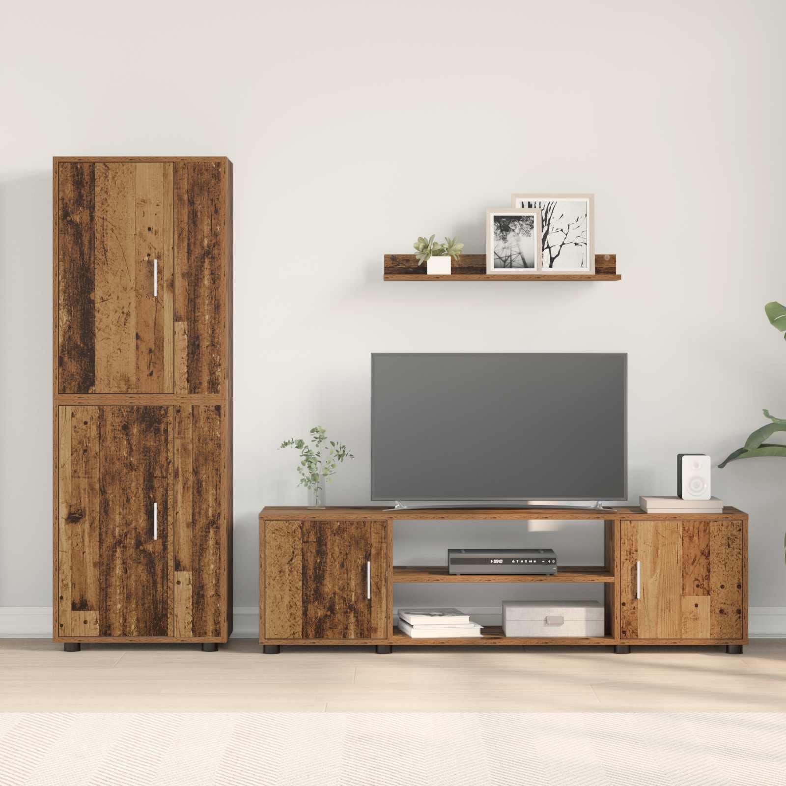 vidaXL TV-Schrankset Wandmontiert 4 pcs Altholz Holzwerkstoff
