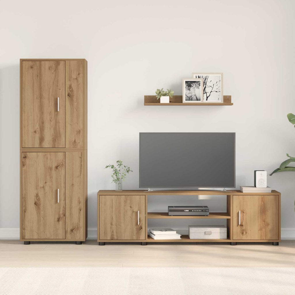 vidaXL TV-Schrankset Wandmontiert 4 pcs Artisan-Eiche Holzwerkstoff