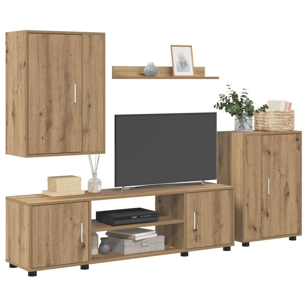 vidaXL TV-Schrankset Wandmontiert 4 pcs Artisan-Eiche Holzwerkstoff